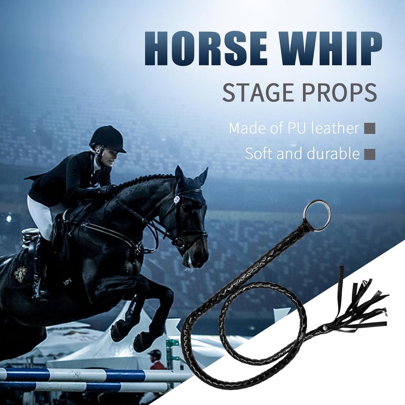 Stankey Up Faux Leather Black Whip Costume Whip Handmade Bullwhip, Whips for Stage Performance Racing Cosplay Costume Accessories,Whip Costume Accessory Horse Riding Crops Equestrianism - Image 3